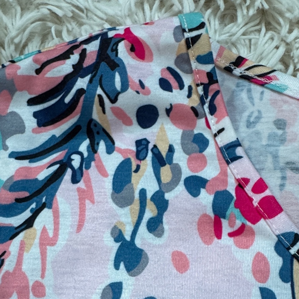 🎉HP🎉 Boutique Floral Print Bubble Sleeve Top 💗 White Pink & Blue - Picture 13 of 14